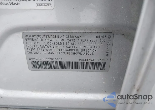 WVWCU73C38P013053: 42702868