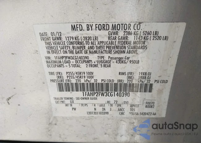 1FAHP2FW3CG140390: 42704505