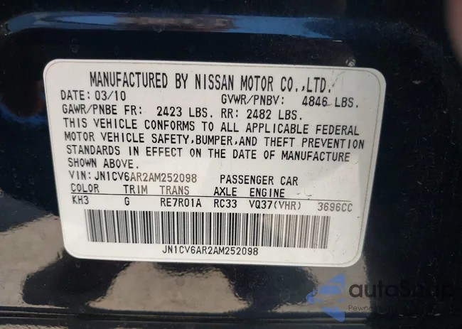 JN1CV6AR2AM252098: 42704537