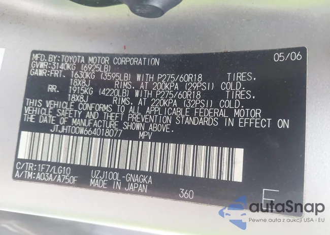 JTJHT00W664018077: 42703925