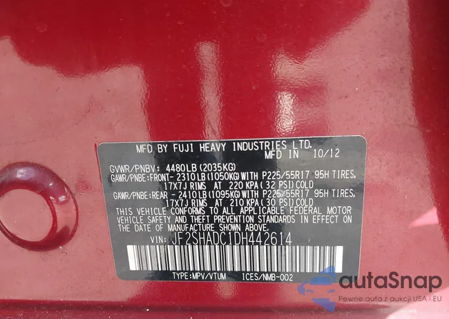 JF2SHADC1DH442614: 42703931