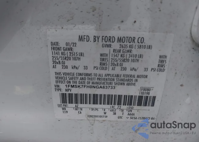 1FMSK7FH0NGA63733: 42705341