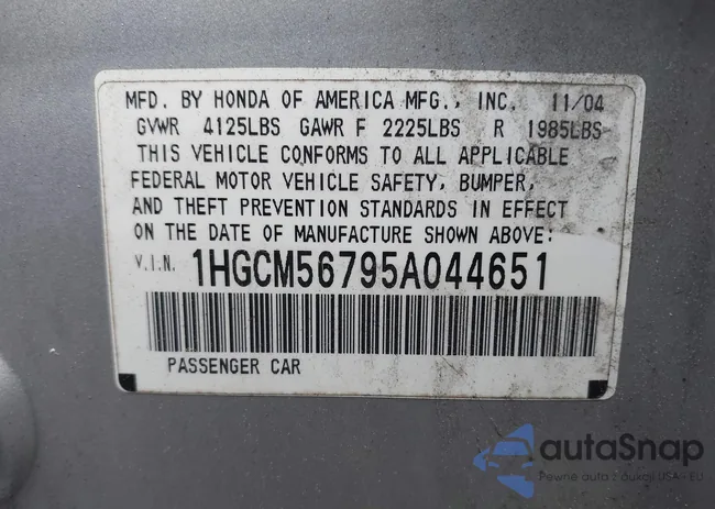 1HGCM56795A044651: 42705570