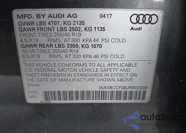 WA1BCCFS6JR003339: 42705601