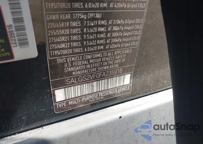 SALGS2VF0FA235916: 42705677