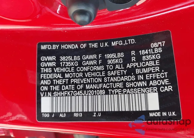 SHHFK7G45JU201089: 42705693