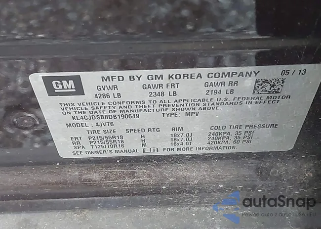 KL4CJDSB8DB190649: 42705033