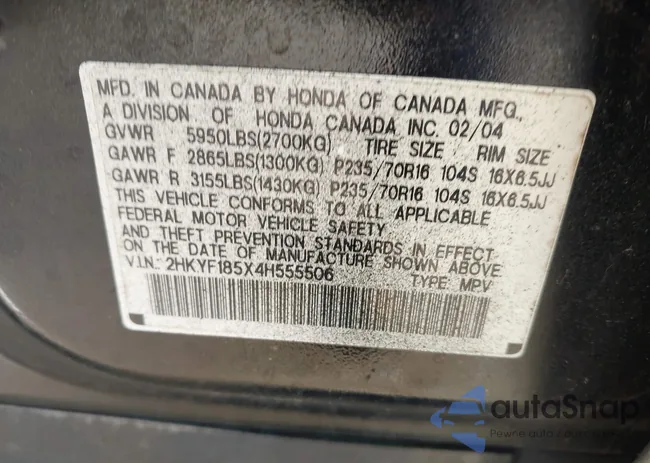 2HKYF185X4H555506: 42705133