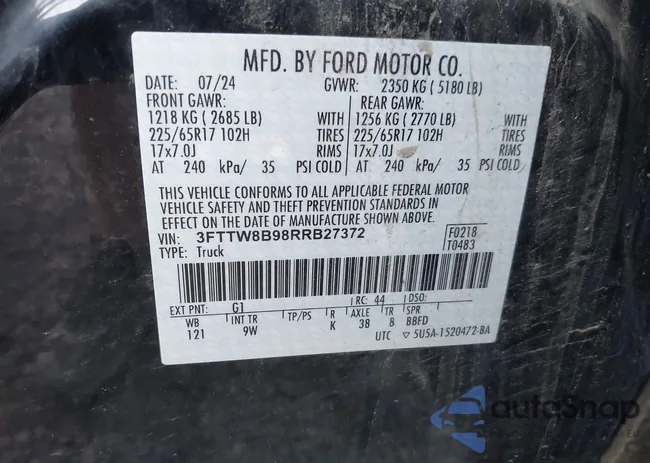 3FTTW8B98RRB27372: 42706277