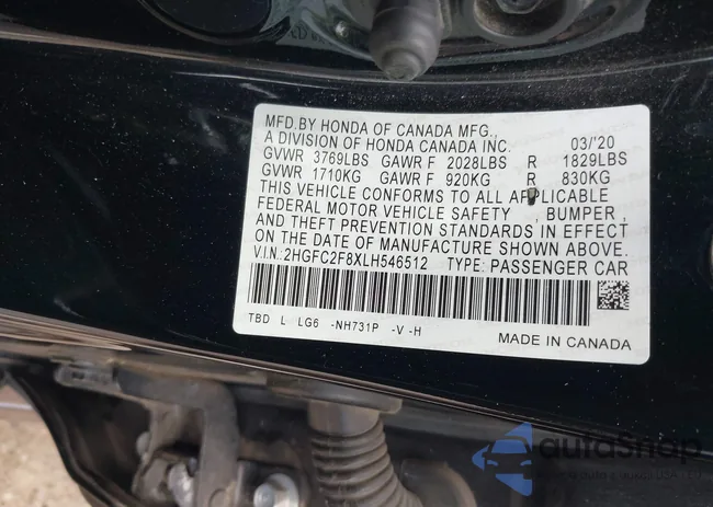 2HGFC2F8XLH546512: 42706392