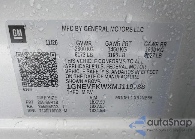 1GNEVFKWXMJ119788: 42706517