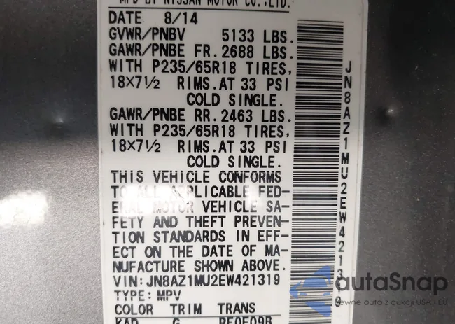 JN8AZ1MU2EW421319: 42706676