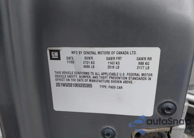 2G1WU581069205365: 42706689