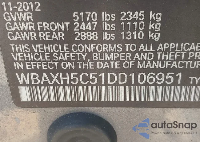 WBAXH5C51DD106951: 42706710