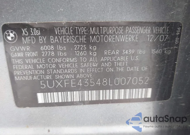 5UXFE43548L007052: 42706719