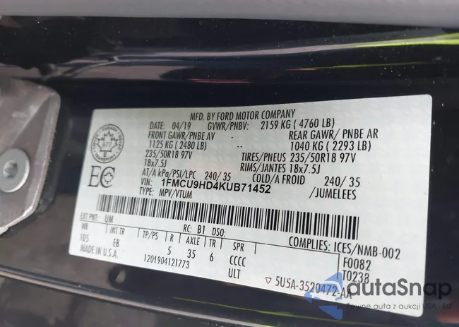 1FMCU9HD4KUB71452: 42705920