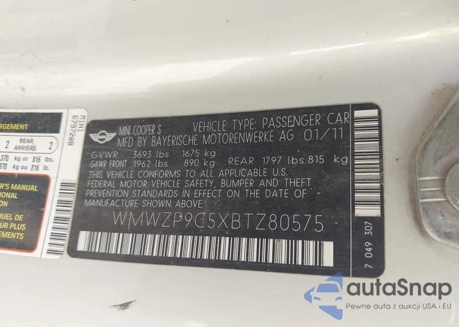 WMWZP9C5XBTZ80575: 42706169