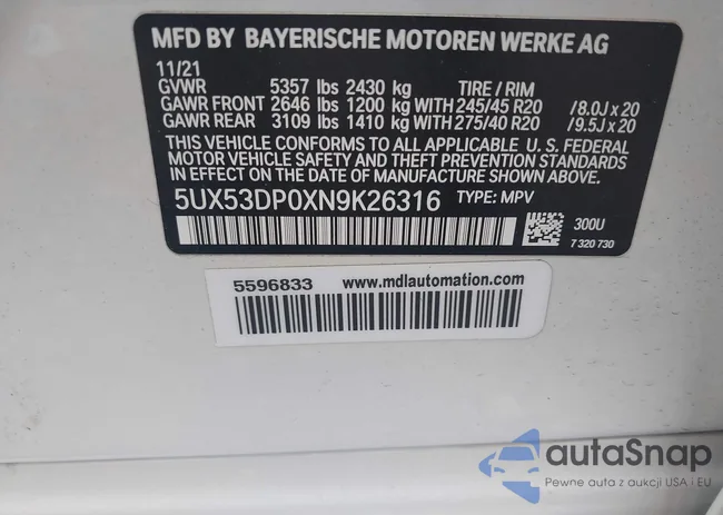 5UX53DP0XN9K26316: 42707268