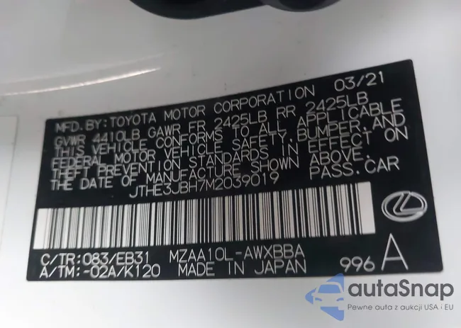JTHE3JBH7M2039019: 42707329