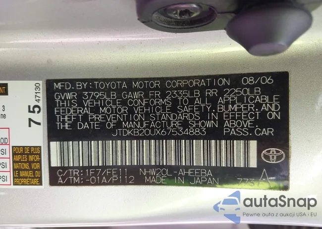 JTDKB20UX67534883: 42707424