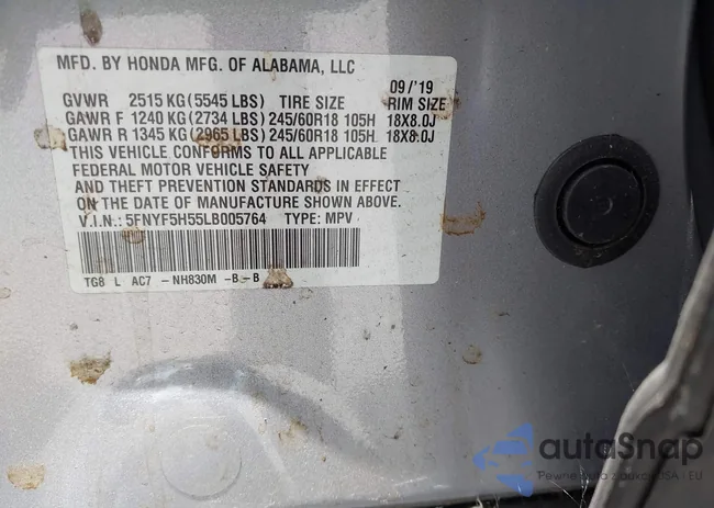 5FNYF5H55LB005764: 42707473