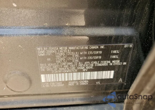 2T3A1RFV0KW067639: 42707484