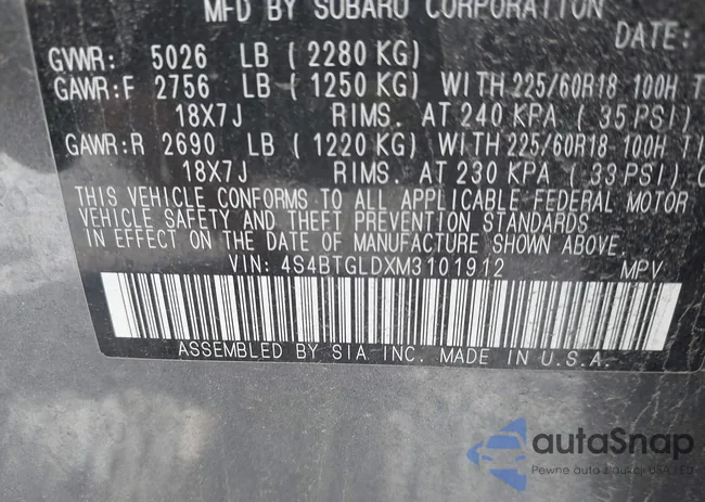 4S4BTGLDXM3101912: 42706988