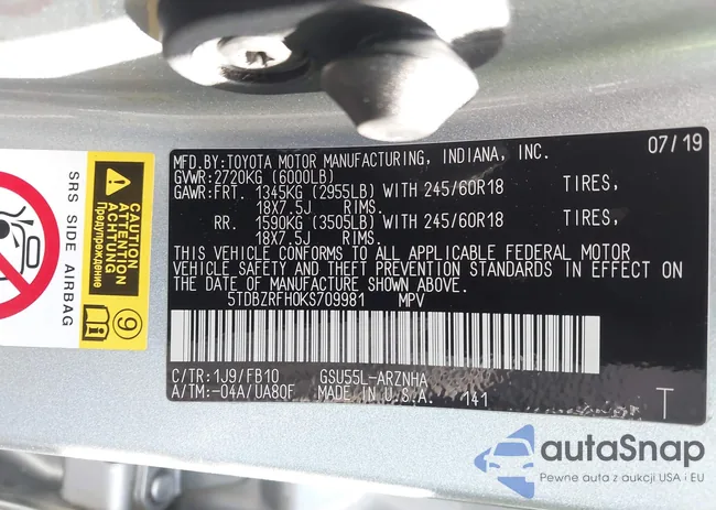 5TDBZRFH0KS709981: 42707006