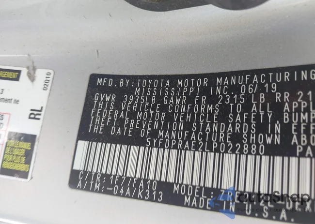 5YFDPRAE2LP022880: 42707079