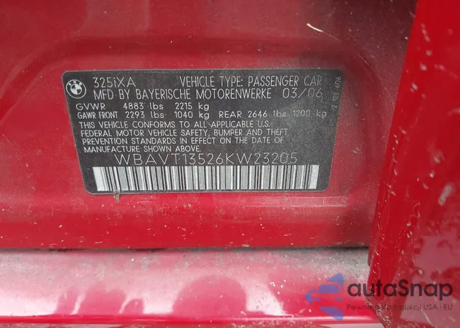 WBAVT13526KW23205: 42707089