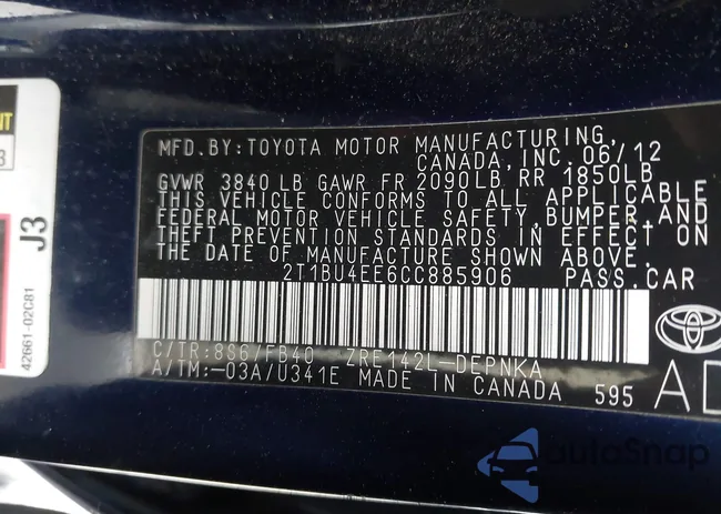 2T1BU4EE6CC885906: 42708356