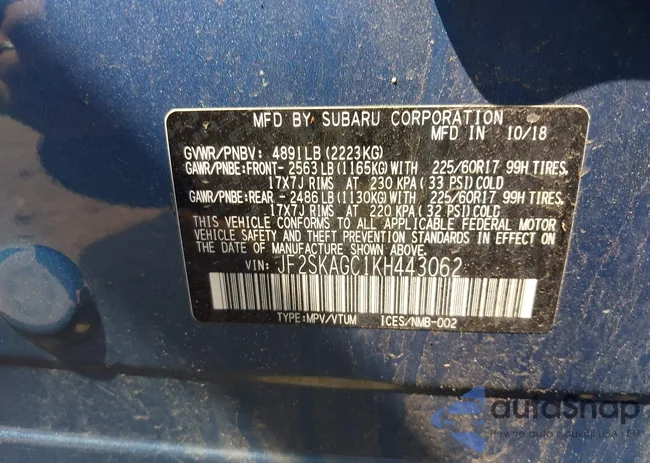 JF2SKAGC1KH443062: 42708424