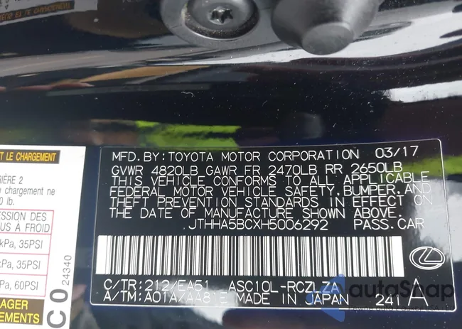 JTHHA5BCXH5006292: 42708503