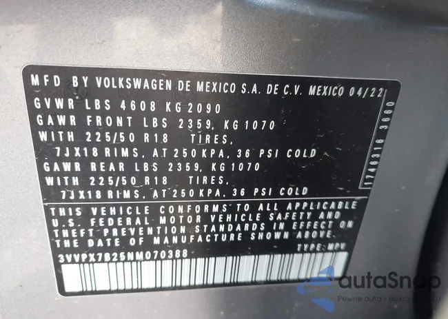 3VVPX7B25NM070388: 42708530