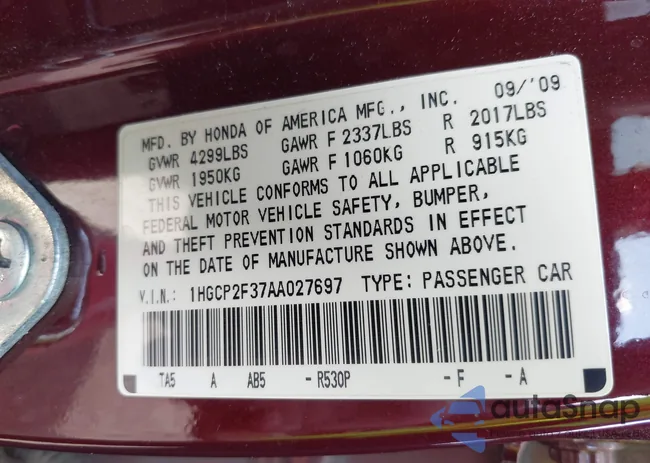 1HGCP2F37AA027697: 42708586