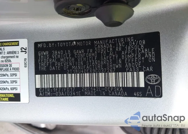 2T1BU40EX9C037267: 42708691