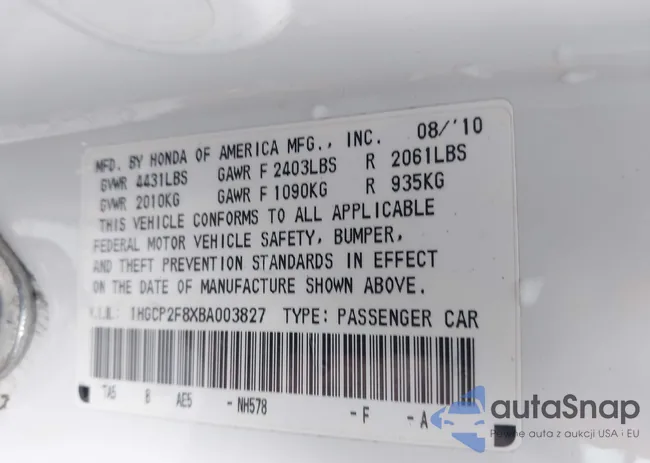 1HGCP2F8XBA003827: 42707832