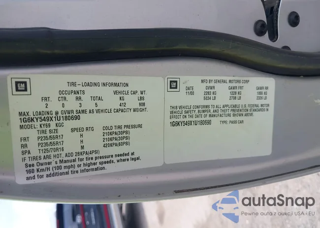 1G6KY549X1U180690: 42707956