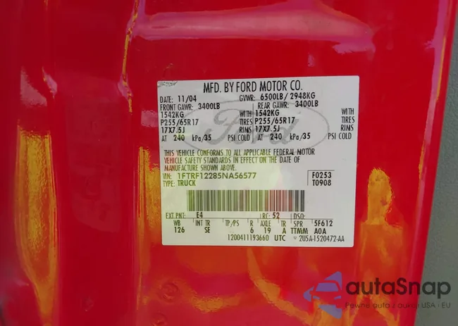 1FTRF12285NA56577: 42708087