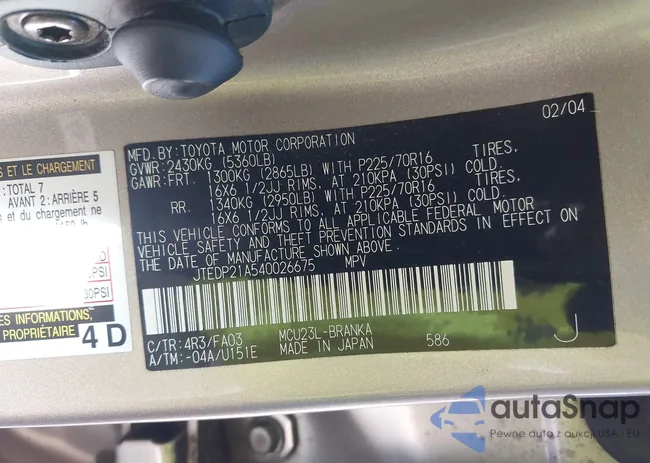 JTEDP21A540026675: 42708138