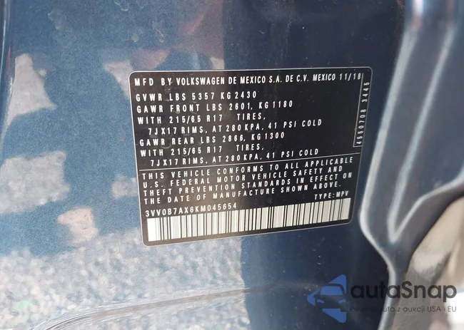 3VV0B7AX6KM045654: 42709234