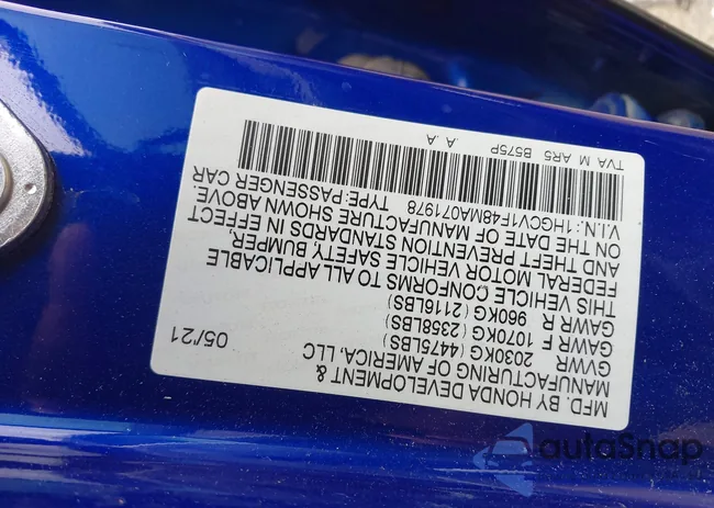 1HGCV1F48MA071978: 42709237