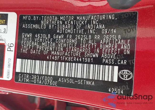 4T4BF1FK8ER441981: 42709238