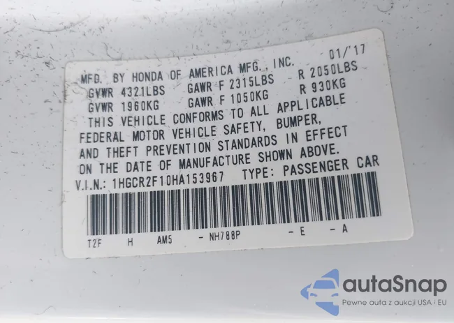 1HGCR2F10HA153967: 42709271