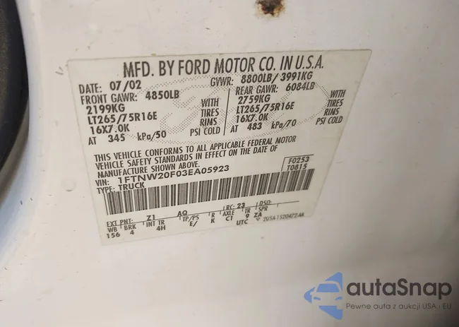 1FTNW20F03EA05923: 42709354