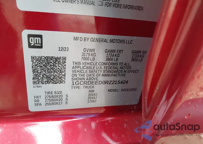 1GCRDEED0RZ215424: 42709557