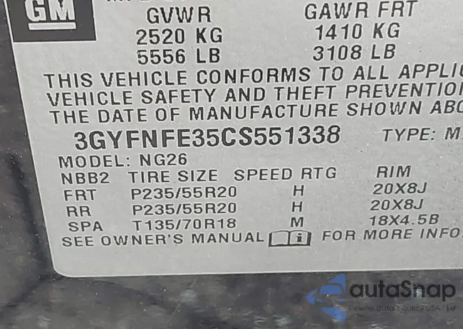 3GYFNFE35CS551338: 42709581