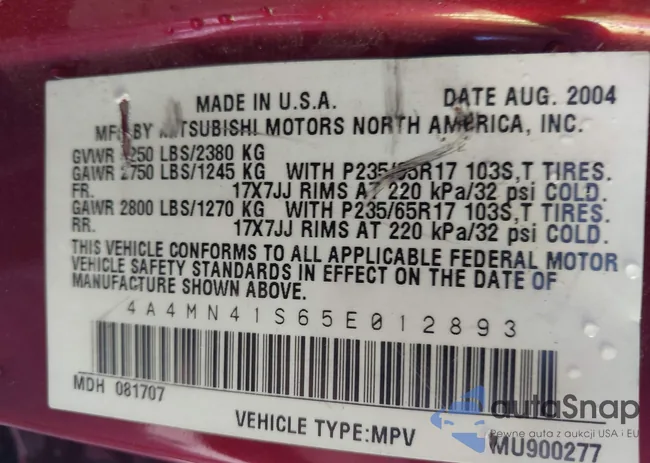 4A4MN41S65E012893: 42709618