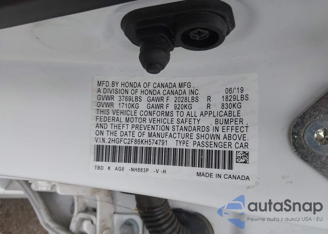 2HGFC2F86KH574791: 42709640