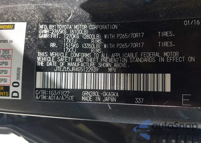 JTEZU5JR4G5122939: 42709722